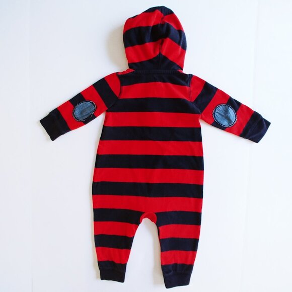 Baby Gap Rugby Striped Hooded Jumpsuit Size 12-18 Months - Picture 8 of 14
